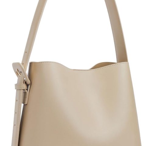 Bucket Bag Vegan Leather Shoulder  for Women Trendy Adjustable Strap