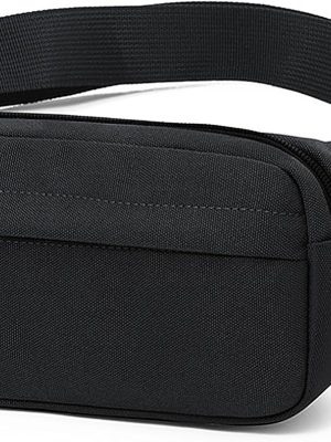 Large Fanny Pack for Men Women,Waterproof Crossbody Sports Waist Bag Pack Lightweight Belt Bag Hip Bum Bag for Traveling,Dog Walking,Running,Hiking,Cycling,Easy Carry Any Phone (Black B)