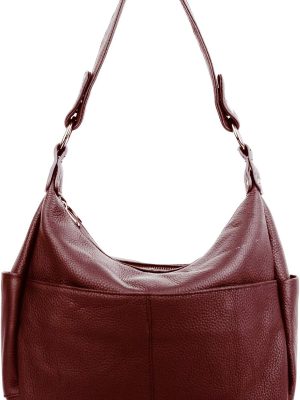 Women Genuine Leather Shoulder Bags  Handbags Purses with Double Zipper Pockets and Crossbody Strap