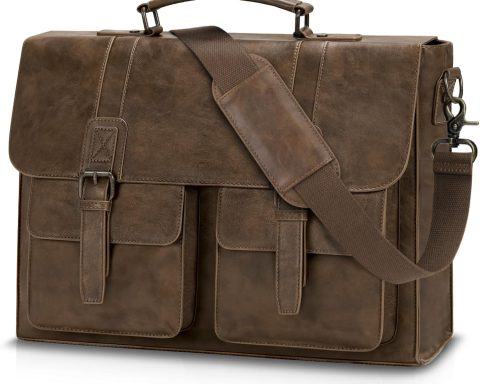 Leather Messenger Bag for Men 15.6 Inch Vintage Laptop Bag Waterproof Briefcases for Men Computer Bag Satchel for Work/Office