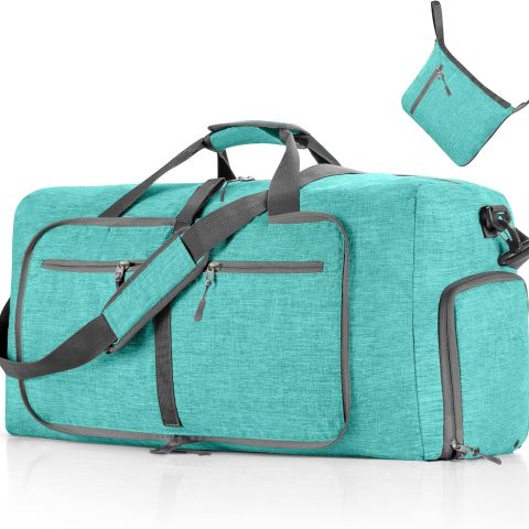 Travel Duffle Bag for Men, 65L 85L 115L Foldable Travel Duffel Bag with Shoes Compartment Overnight Bag for Men Women, G Mint Green, 65L, Lightweight
